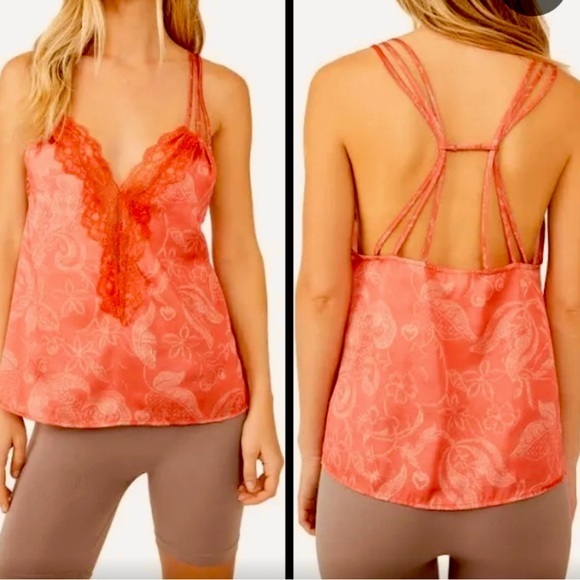 Free People Tops - Free People size S Coral floral print strappy sleeveless Off The Coast Camisole